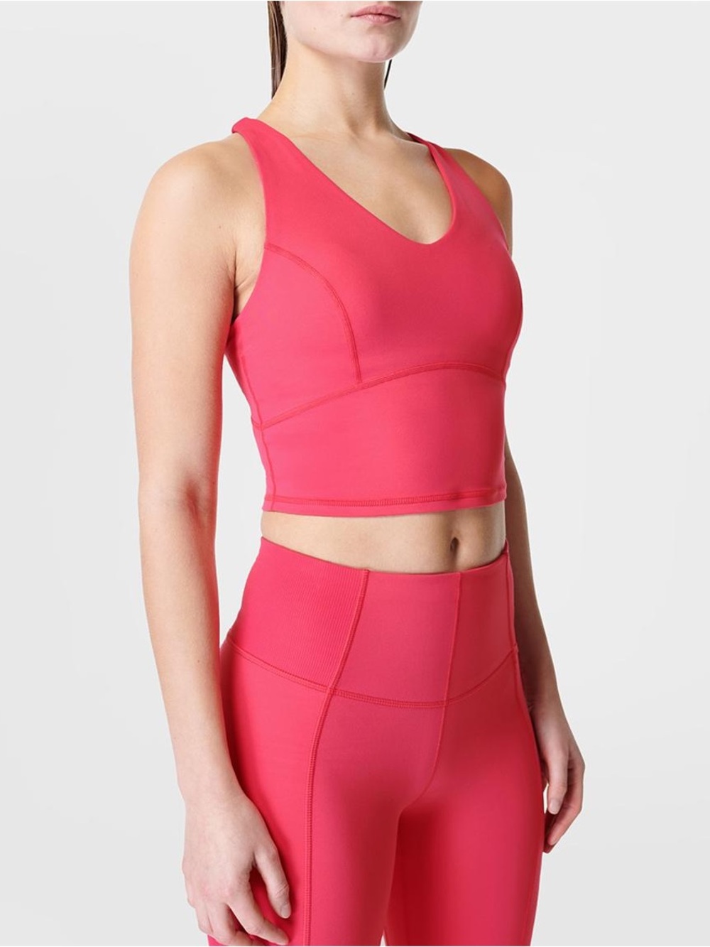 Sweaty Betty Pink V-Neck Cropped Sports Bra Top